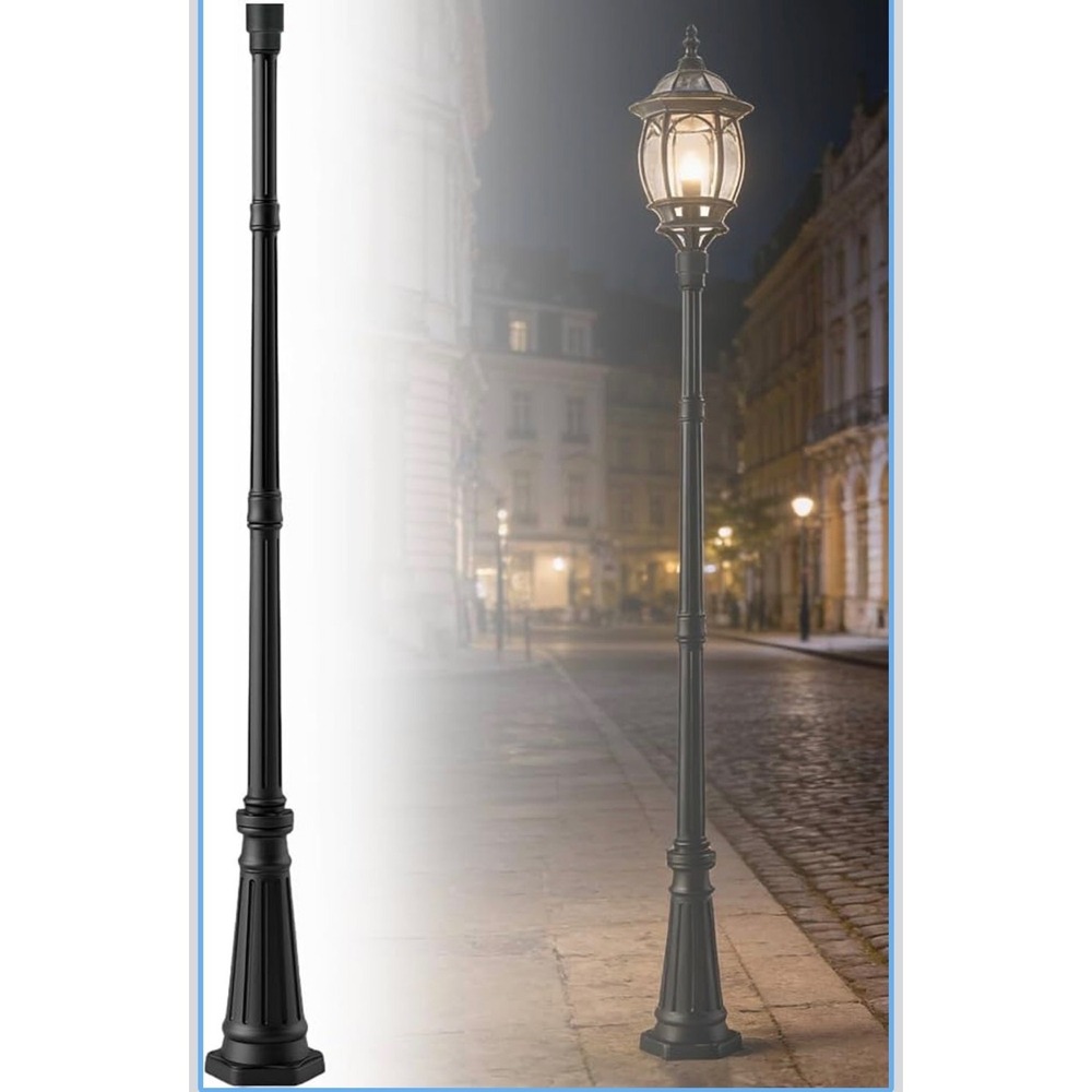 76in Black Cast Aluminum Street Light Pole Lamp Post Base Waterproof Outdoor
